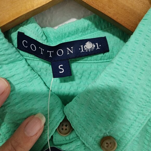 Men's Short Sleeve Button Up Shirt Mint Color Size Small Textured Fabric New - Picture 4 of 9